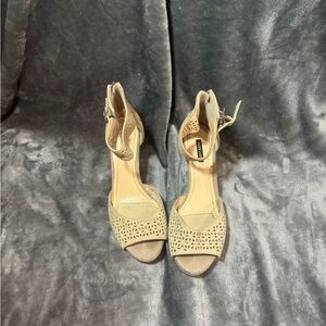 Alex Marie Nude Suede Ankle Cuff Heels